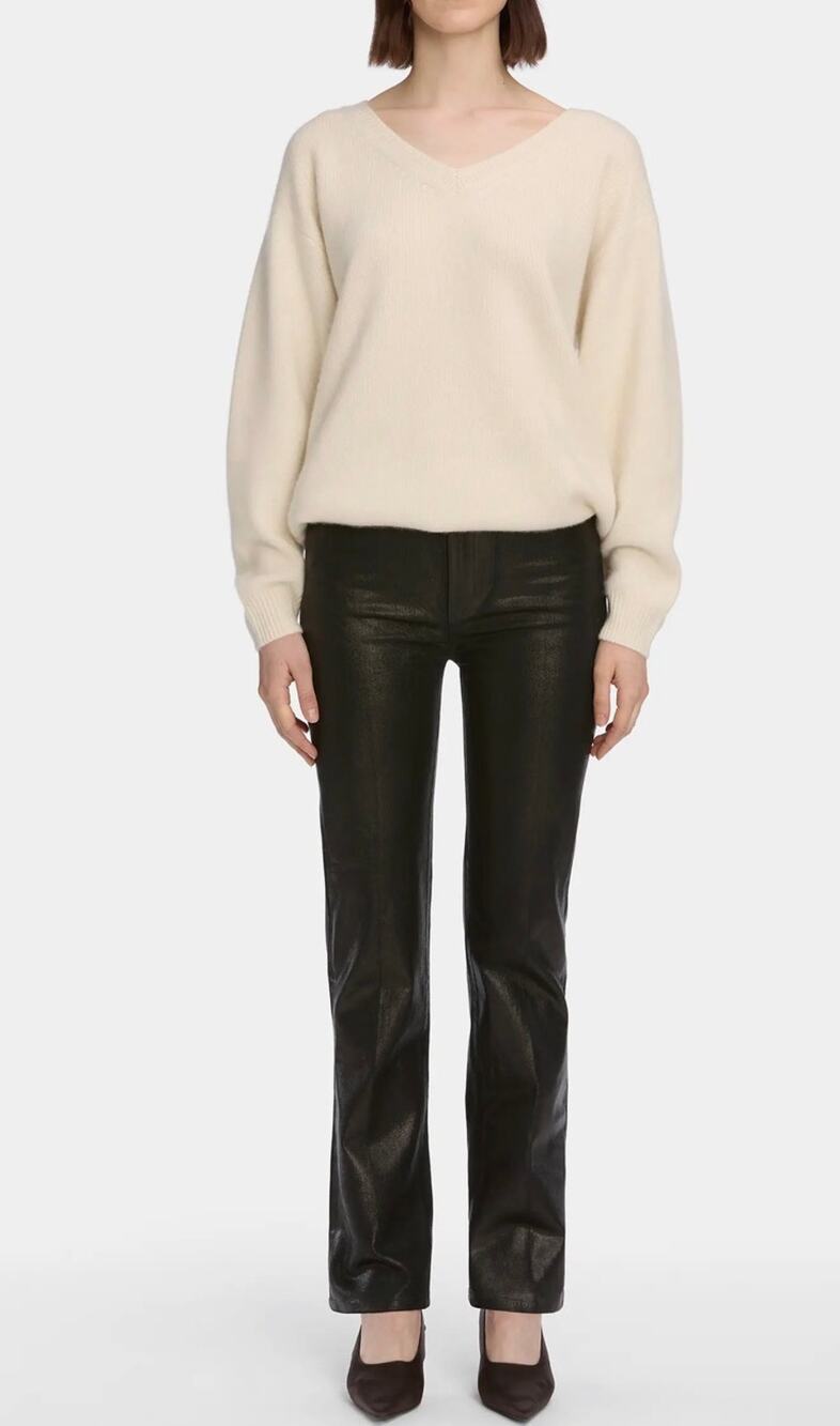 Frame Denim Le Sleek Straight Jean in Mood Ring Coated Black 25